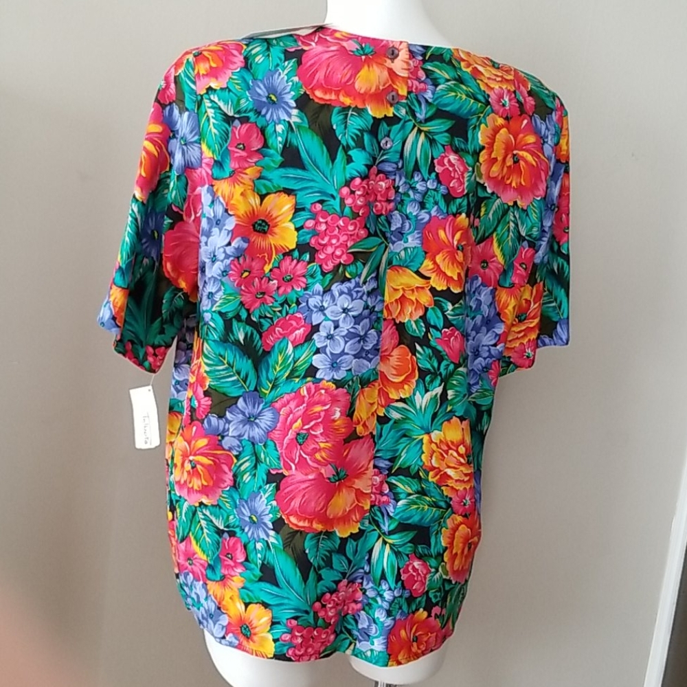 NWT Early 90s Vtg Talbots Floral Silk Blouse Top - Picture 3 of 8